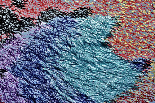 Preview: Abstract Texture Closeup From Color Tapes Of Fabric Or From Textile Material For A Festive