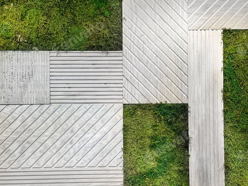 Preview: Wall art panels green preserved moss and routed wood architectural decor textures lines diagonal