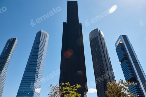 Preview: Madrid skyline. Five towers area. Financial and business center. Spain