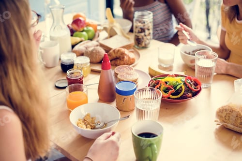 Preview: A group of diverse women having breakfast together