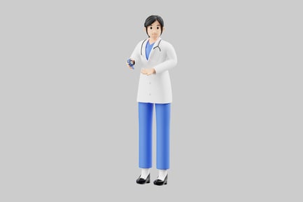 Preview: Cartoon doctor holding glucometer