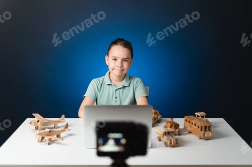 Preview: Young boy video blogger making stream with his followers