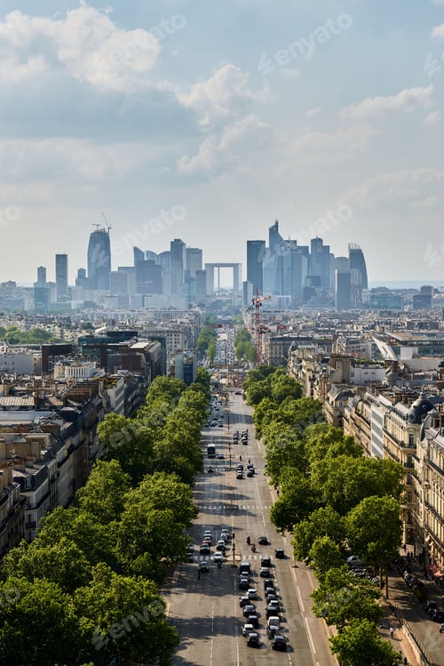Preview: Vertical aerial shot of the city of love Paris full of residential modern buildings