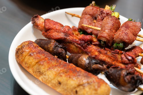 Preview: Taiwanese Snacks Of Bbq On A Plate On The Table