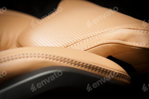Preview: Light brown pefrorated leather