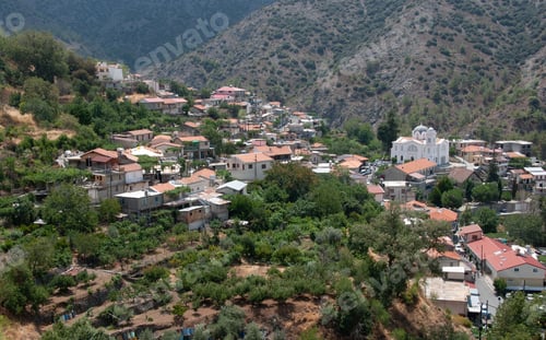 Preview: Mountain village of Pedoulas in autumn at Troodos mountains Cyprus