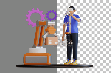 Preview: Machine Operating With VR Technologies 3D Illustration