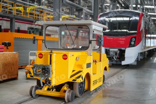 Preview: The Engineer Checks The Condition Of Electric Train at railway track. walk along side by the train.