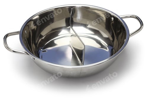 Preview: dual sided yin yang hot pot cookware isolated on white background