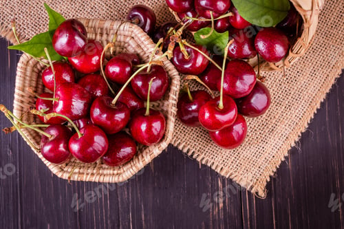 Preview: Fresh ripe cherries for background