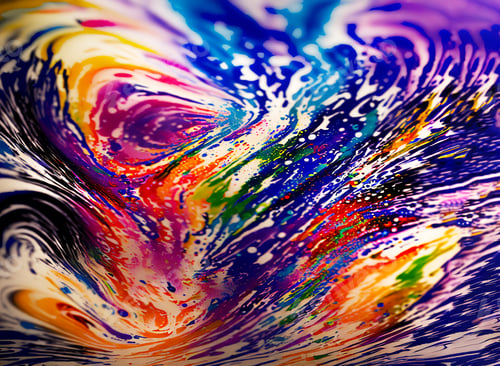Preview: Macro texture of abstract colorful liquid oil acrylic glitter marbled background