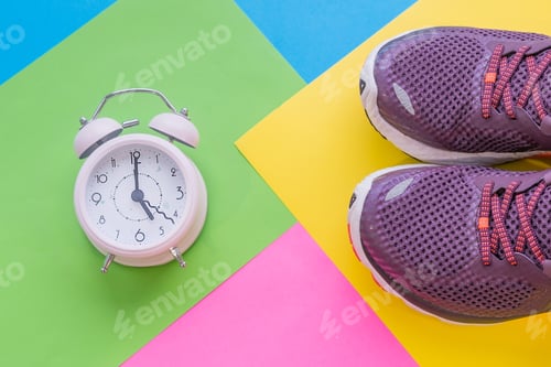 Preview: sneakers on a multi-colored background, concept infusion on sports.