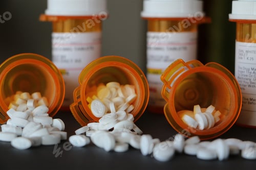 Preview: Closeup of pharmaceuticals dumped out on a countertop.
