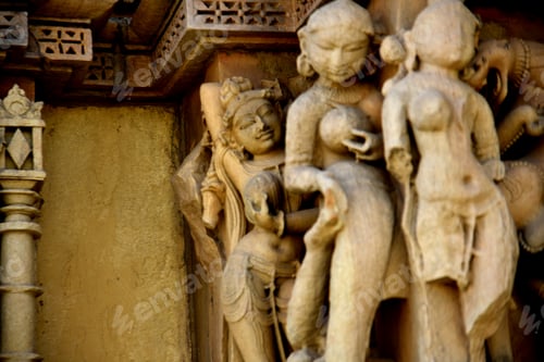 Preview: Stone carving sculptures Javari Temple, Khajuraho, a UNESCO world Heritage site, India.