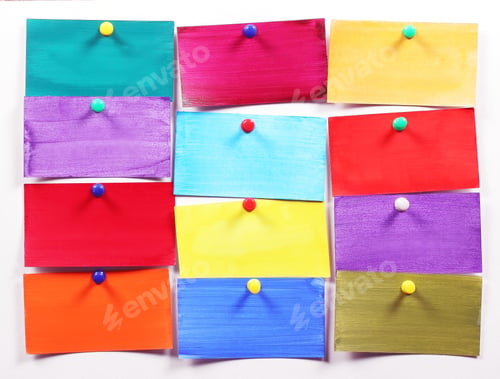 Preview: Bright Stickers Are Attached On A White Sheet