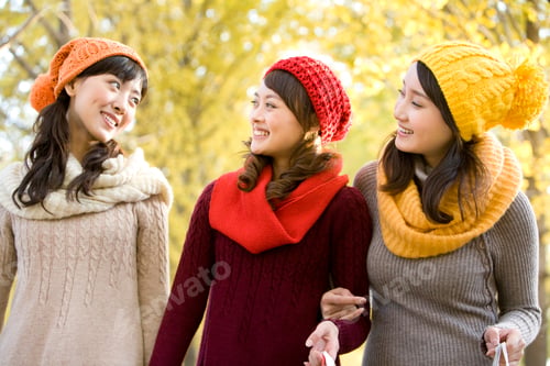 Preview: Friends in a Park with Shopping Bags