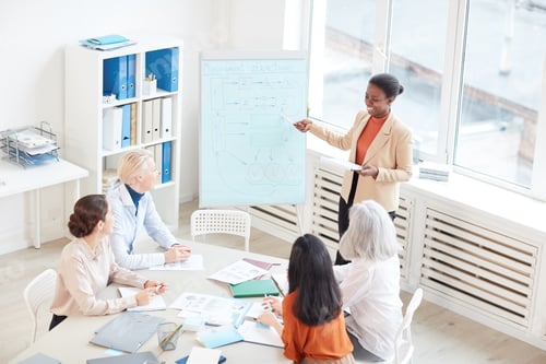 Preview: African-American Woman Giving Presentation at Business Meeting