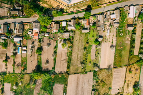 Preview: Russia. Aerial View Of Small Town, Village Cityscape Skyline In Summer Day. Residential District