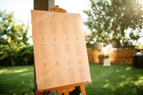 Preview: Welcome board at wedding venue.
