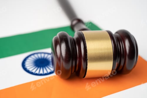 Preview: Stethoscope with India flag on white background.