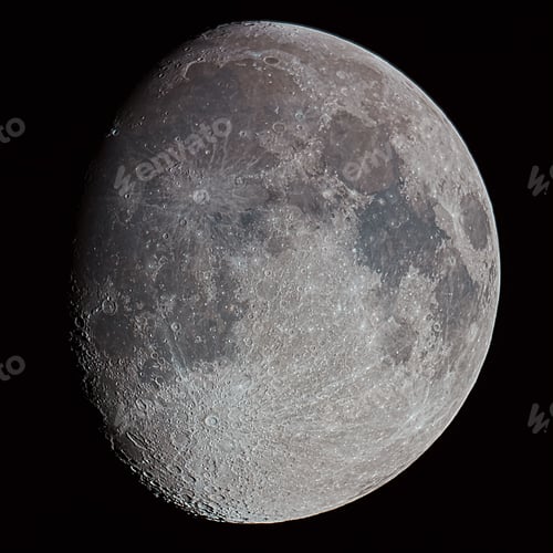 Preview: Closeup of full moon in black night sky