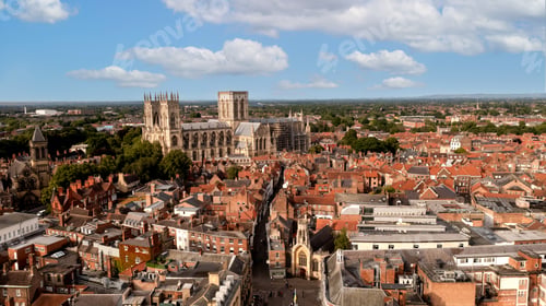 Preview: Aerial cityscape skyline of York city centre and Minster