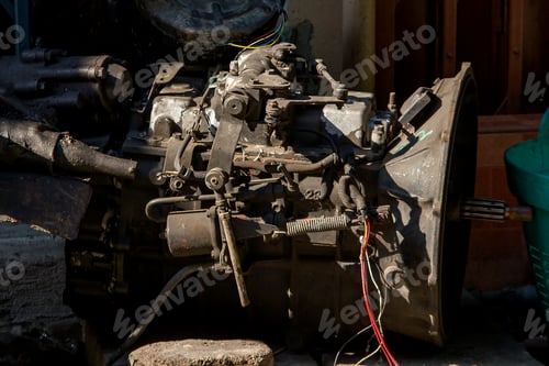 Preview: Old engine rusted on the floor