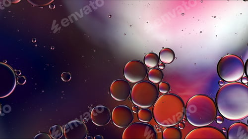Preview: Abstract Colorful Food Oil Drops Bubbles and spheres Flowing on Water Surface