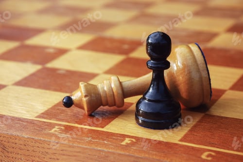 Preview: chess game over, white king defeated by black pawn