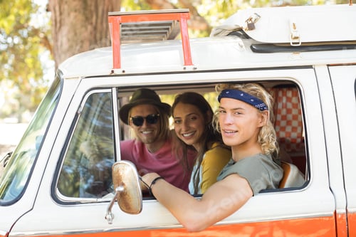 Preview: Portrait of friends in camper van