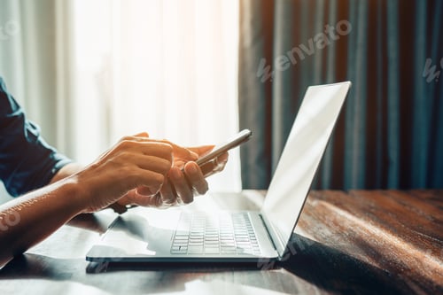 Preview: closeup hands of businessman working at office.