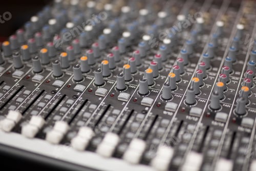 Preview: Sound Mixing Console with Knobs and Faders
