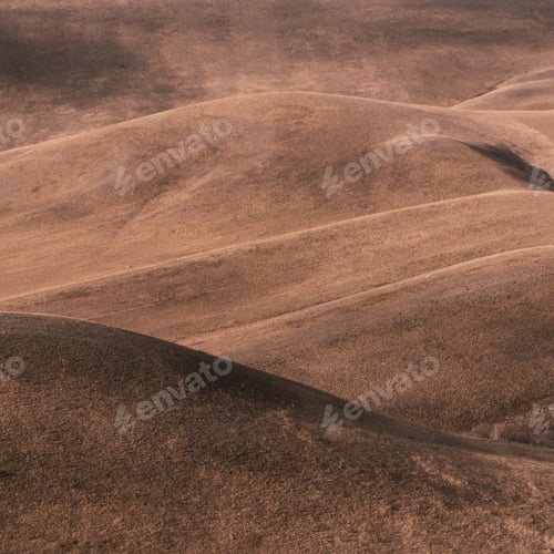 Preview: Mocha Mousse, monochrome natural landscape with hills at sunrise or sunset