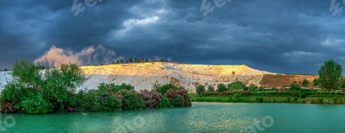 Preview: Lake and mountain in Pamukkale Village, Turkey