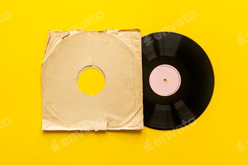 Preview: simple mockup template of a vinyl disc isolated on color suirface
