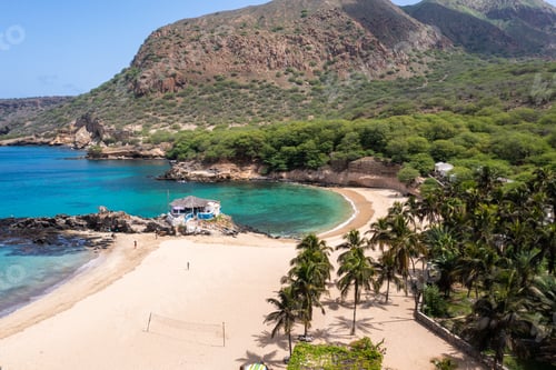 Preview: Aerial view of Tarrafal beach in Santiago island in Cape Verde - Cabo Verde