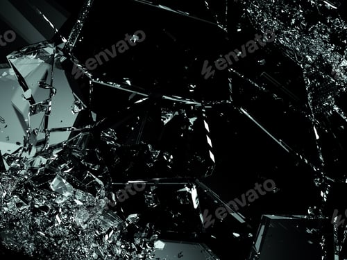 Preview: Broken or cracked glass on black