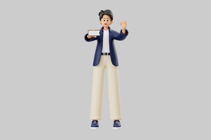 Preview: Character holding phone okay gesture