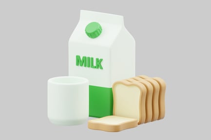 Preview: Breakfast food set with milk