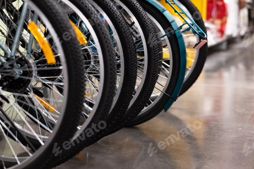 Preview: Bicycle shop, rows of new bicycles, cycling shop