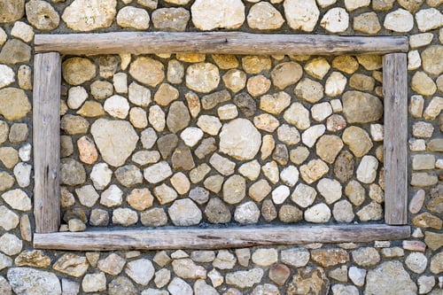 Preview: Stone Texture With A Wooden Frame For Abstract Backgrounds And For Wallpaper