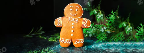 Preview: Gingerbread Cookie Biscuits Gifts And Christmas Holiday, Sweet Cookie Dessert Happy New Year