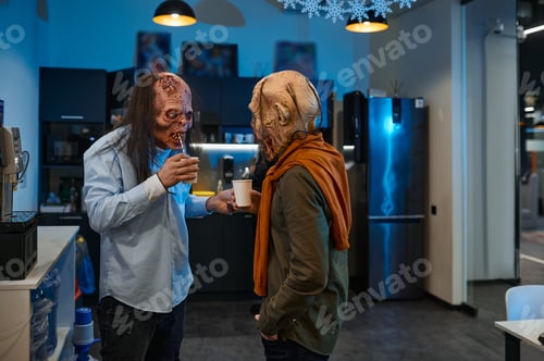 Preview: Zombie coworkers colleague talking during coffee break