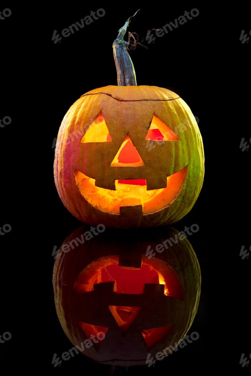 Preview: Halloween pumpkin head jack lantern with scary evil face