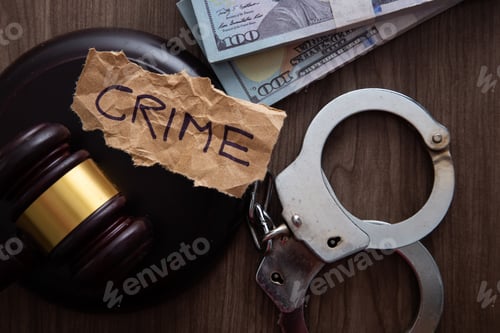Preview: Law gavel with dollars and handcuff