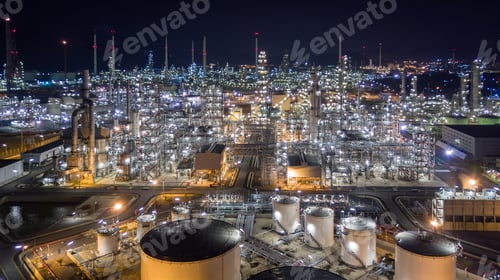 Preview: Aerial view liquid chemical tank terminal, Storage of liquid chemical and petrochemical products.