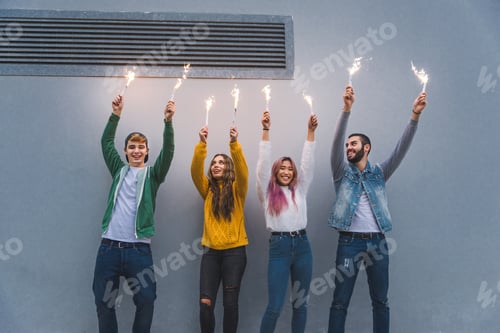 Preview: Group of young students bonding outdoors
