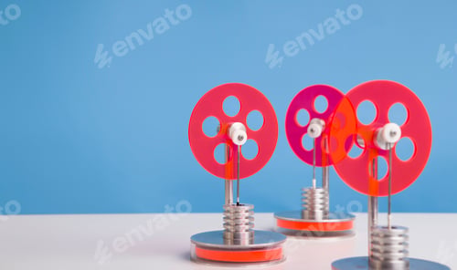Preview: Set of red plastic gears for energy producing