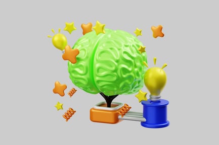 Preview: Creative thinking cartoon brain asset