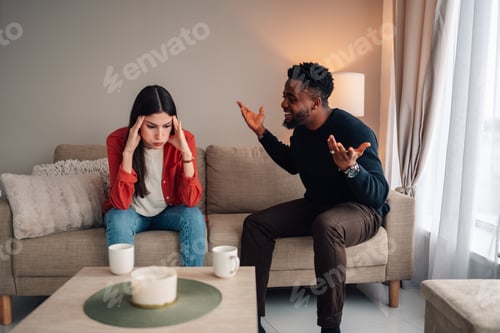 Preview: Couple having conflict during argument, feeling stressed and unhappy